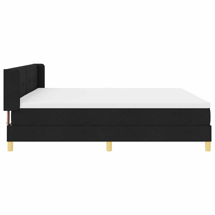 Pat cu arcuri cu headboard Manual Negru 200 x 200 cm țesătură WALTI