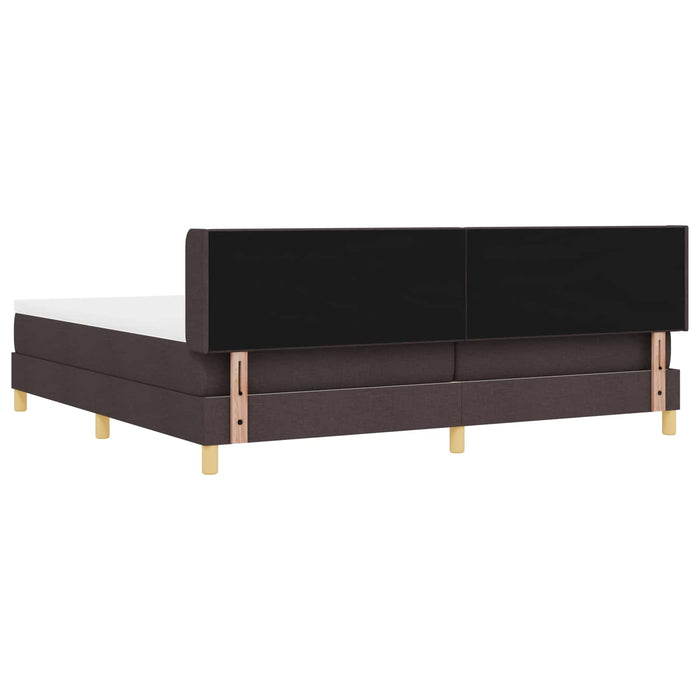 Pat cu arcuri cu headboard Maro închis 200 x 200 cm țesătură - WALTI WALTI