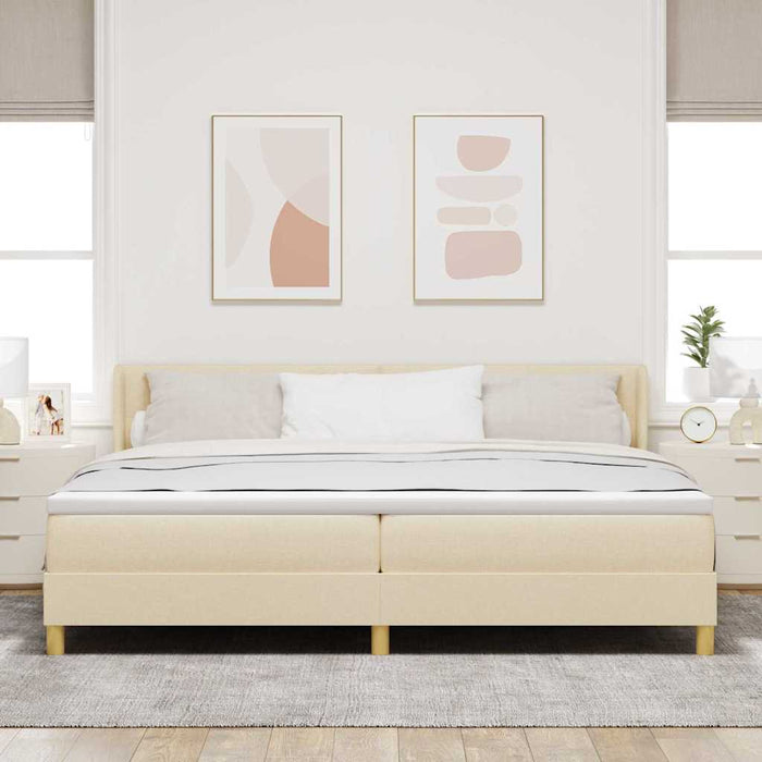 Pat cu Saltea cu Arcuri cu saltea Crem 200 x 200 cm țesătură - WALTI WALTI