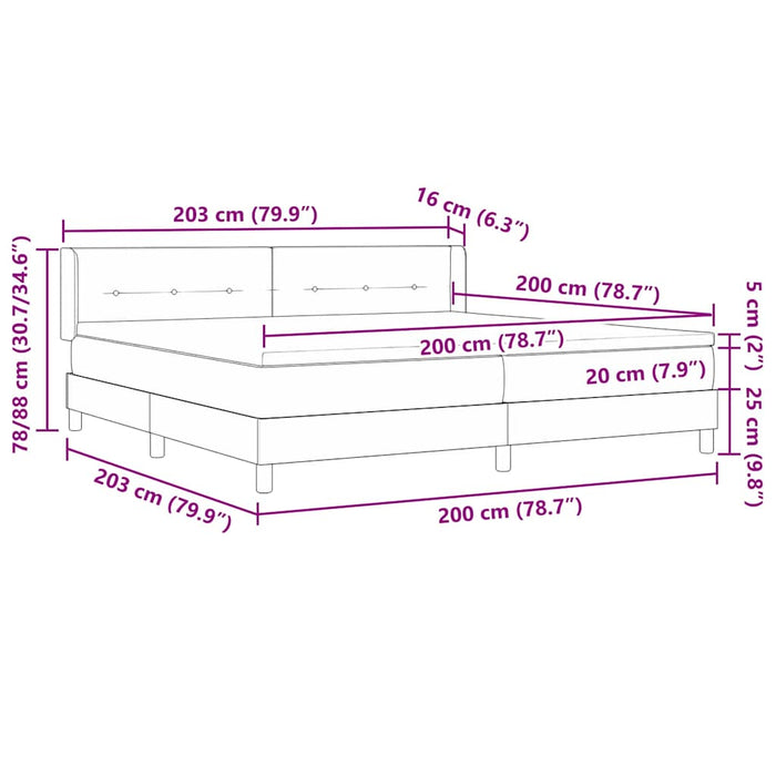 Pat cu Saltea cu Arcuri albastru 200 x 200 cm țesătură - WALTI WALTI