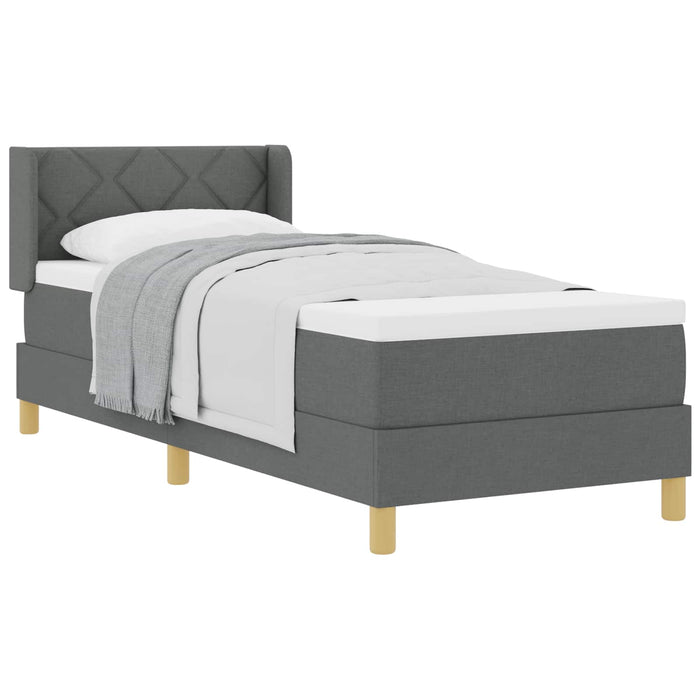 Pat cu Saltea cu Arcuri Gri închis 80 x 200 cm țesătură - WALTI WALTI