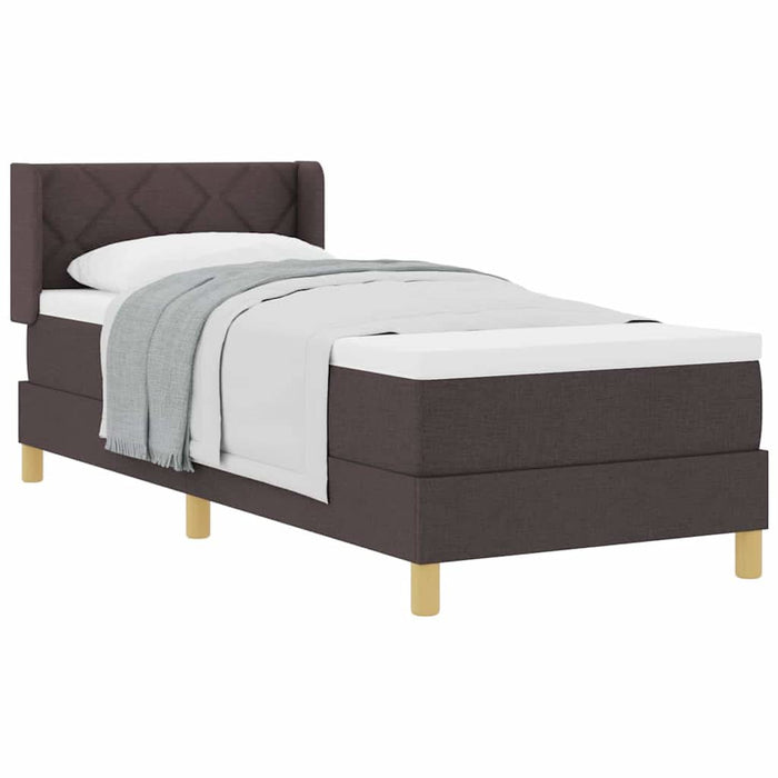 Pat cu arcuri cu saltea Maro închis și Alb 80 x 200 cm țesătură - WALTI WALTI