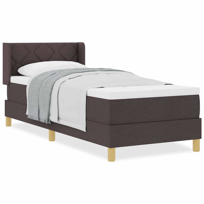 Pat cu arcuri cu saltea Maro închis și Alb 80 x 200 cm țesătură - WALTI WALTI