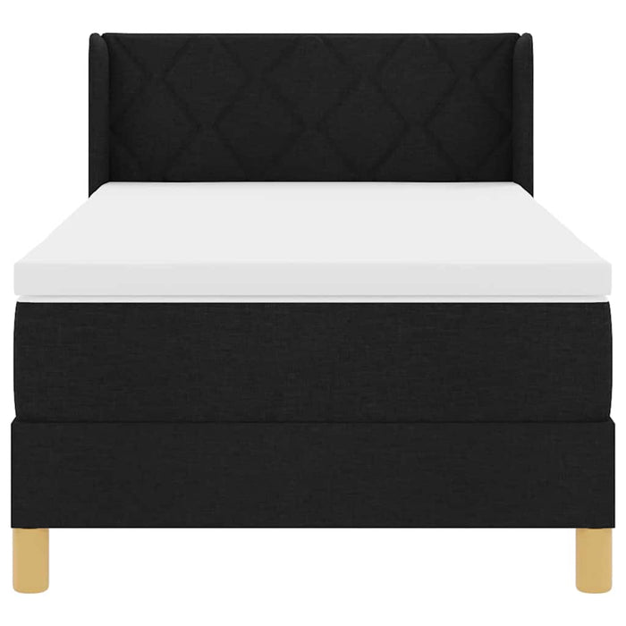 Pat cu Saltea cu Arcuri cu saltea Negru 90 x 190 cm țesătură - WALTI WALTI