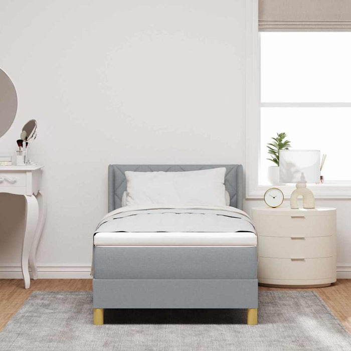 Pat cu arcuri cu headboard Gri deschis 200 x 100 cm țesătură WALTI