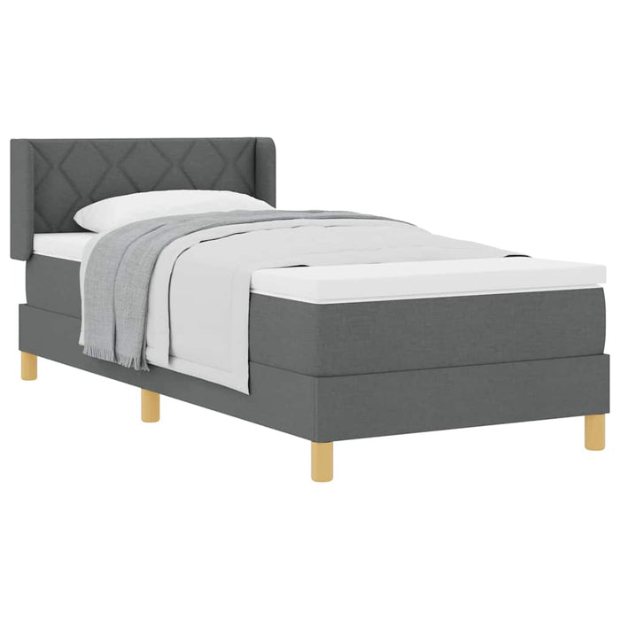 Pat cu Saltea cu Arcuri Gri închis 100 x 200 cm țesătură - WALTI WALTI