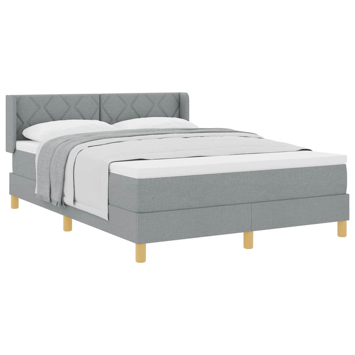 Pat cu arcuri cu headboard Gri deschis 190 x 140 cm țesătură - WALTI WALTI