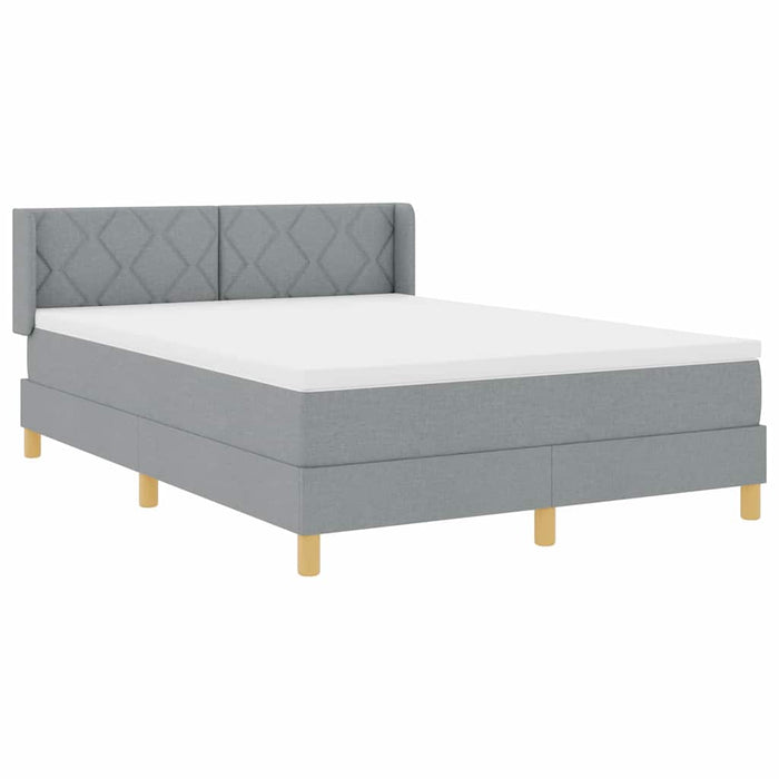 Pat cu arcuri cu headboard Gri deschis 190 x 140 cm țesătură - WALTI WALTI
