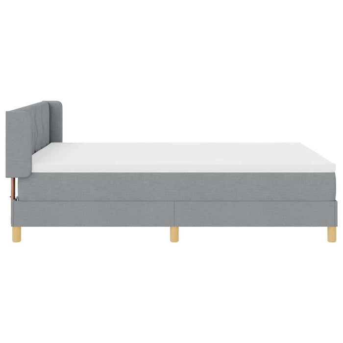 Pat cu arcuri cu headboard Gri deschis 190 x 140 cm țesătură - WALTI WALTI