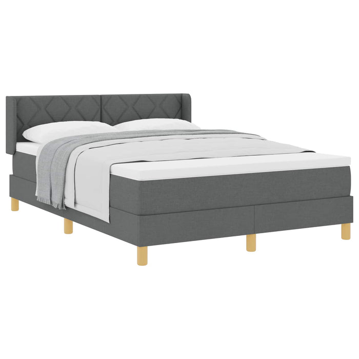 Pat cu arcuri cu headboard Gri închis 190 x 140 cm țesătură - WALTI WALTI