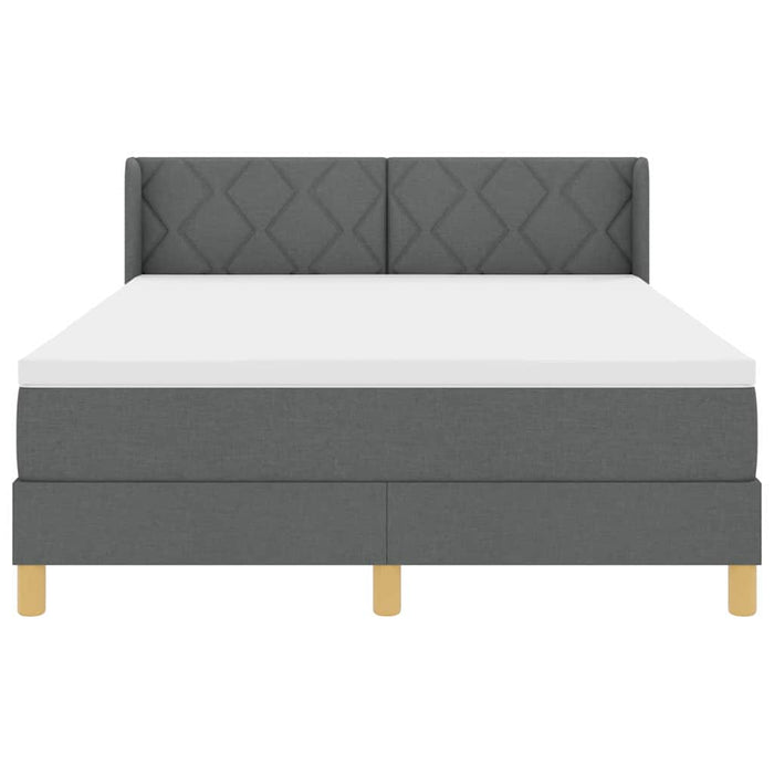 Pat cu arcuri cu headboard Gri închis 190 x 140 cm țesătură - WALTI WALTI