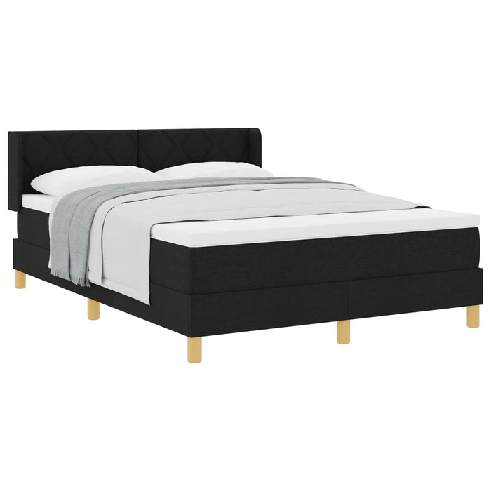 Pat cu arcuri cu headboard Manual Negru 190 x 140 cm țesătură WALTI