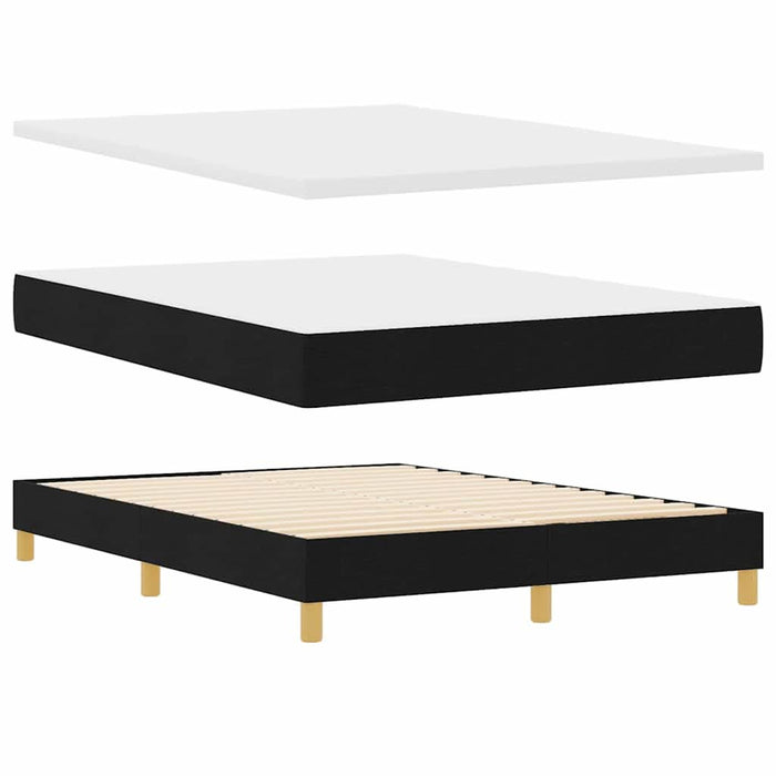 Pat cu arcuri cu headboard Manual Negru 190 x 140 cm țesătură WALTI