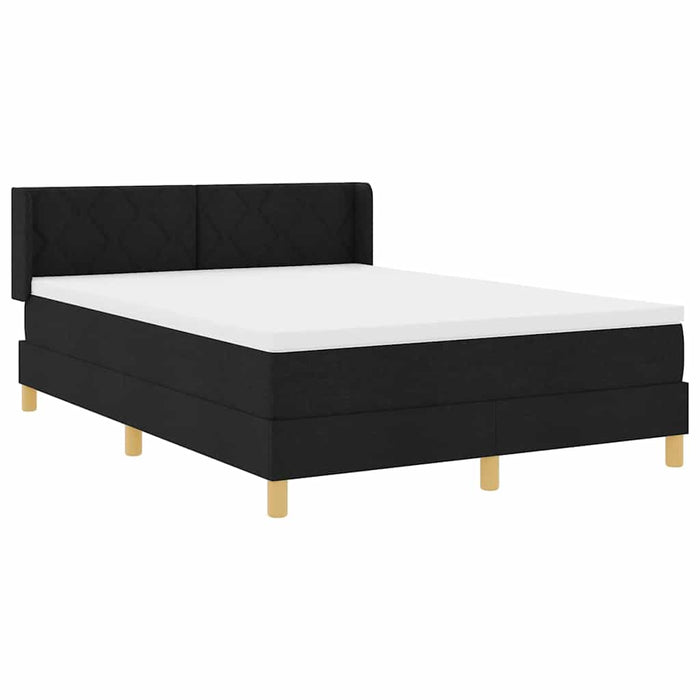 Pat cu arcuri cu headboard Manual Negru 190 x 140 cm țesătură WALTI