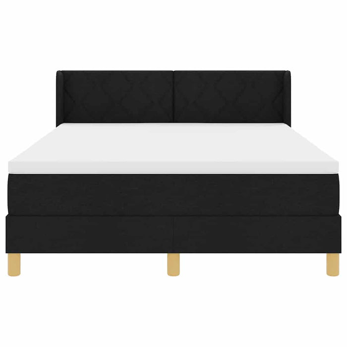 Pat cu arcuri cu headboard Manual Negru 190 x 140 cm țesătură WALTI