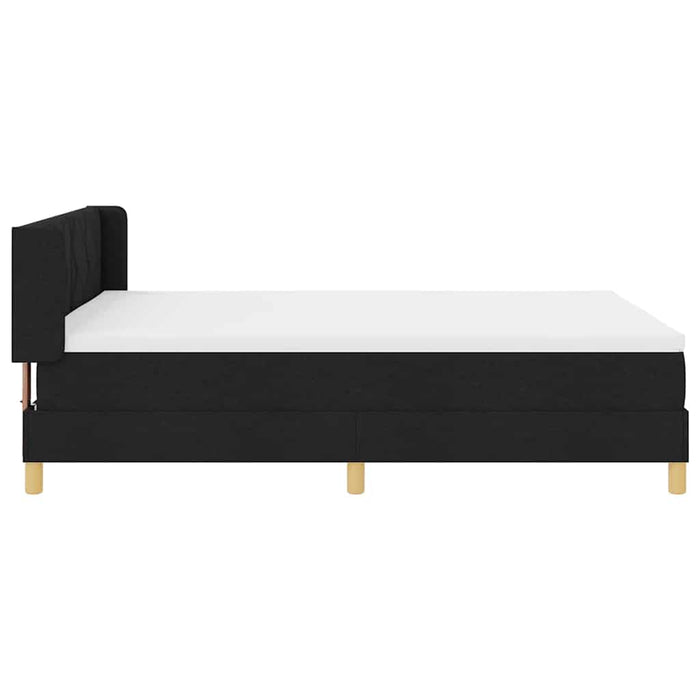 Pat cu arcuri cu headboard Manual Negru 190 x 140 cm țesătură WALTI