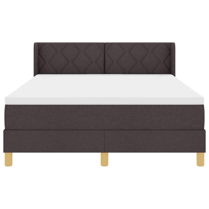 Pat cu arcuri cu headboard Maro închis 190 x 140 cm țesătură WALTI