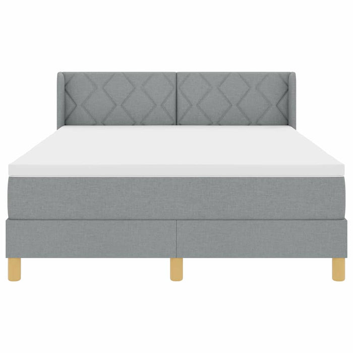 Pat cu arcuri cu headboard Gri deschis 200 x 140 cm țesătură - WALTI WALTI