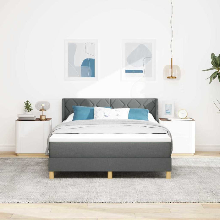 Pat cu arcuri cu headboard Gri închis 200 x 140 cm țesătură WALTI