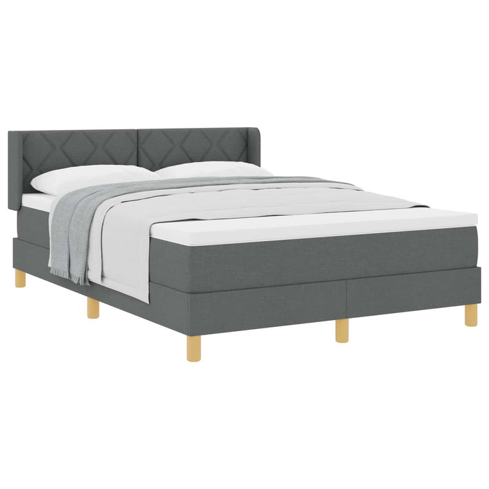 Pat cu arcuri cu headboard Gri închis 200 x 140 cm țesătură WALTI
