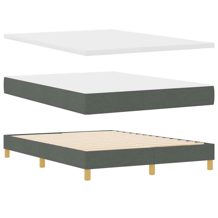 Pat cu arcuri cu headboard Gri închis 200 x 140 cm țesătură WALTI