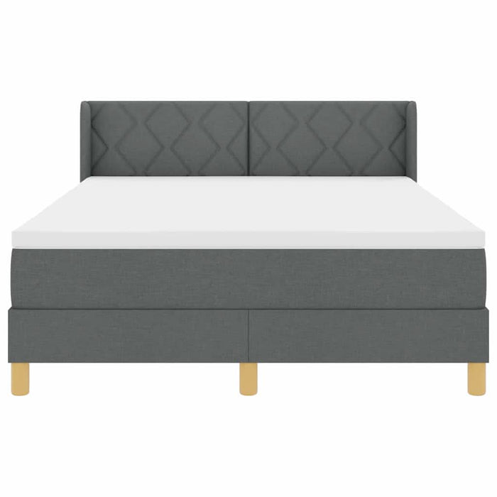 Pat cu arcuri cu headboard Gri închis 200 x 140 cm țesătură WALTI