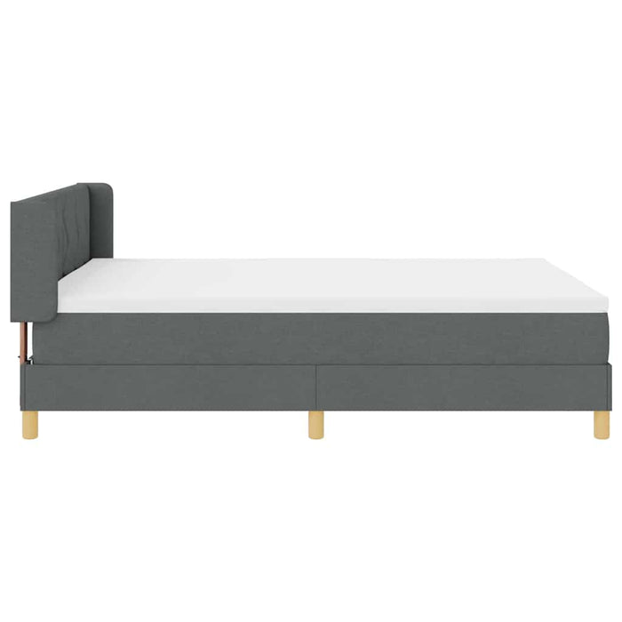 Pat cu arcuri cu headboard Gri închis 200 x 140 cm țesătură WALTI