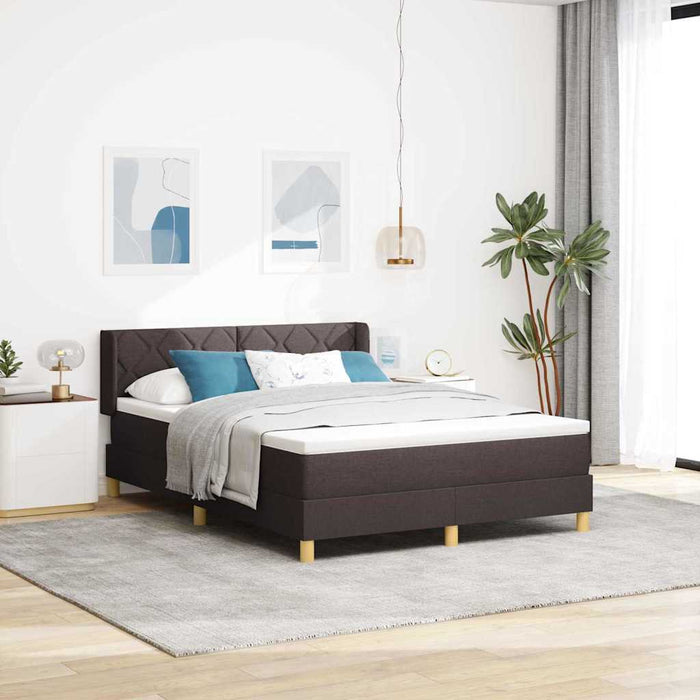 Pat cu arcuri cu headboard Maro închis 200 x 140 cm țesătură WALTI
