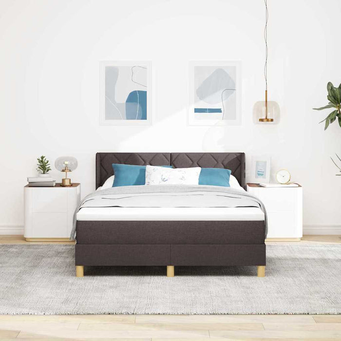 Pat cu arcuri cu headboard Maro închis 200 x 160 cm țesătură WALTI