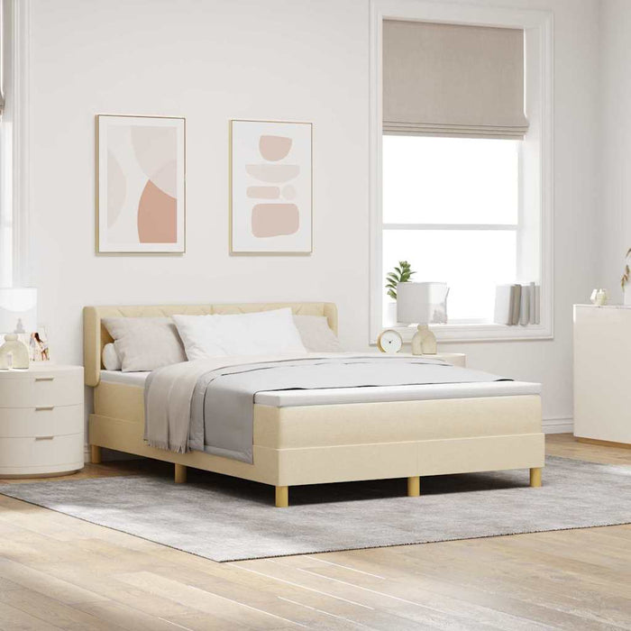 Pat cu arcuri cu headboard Manual Crem 200 x 160 cm țesătură - WALTI WALTI