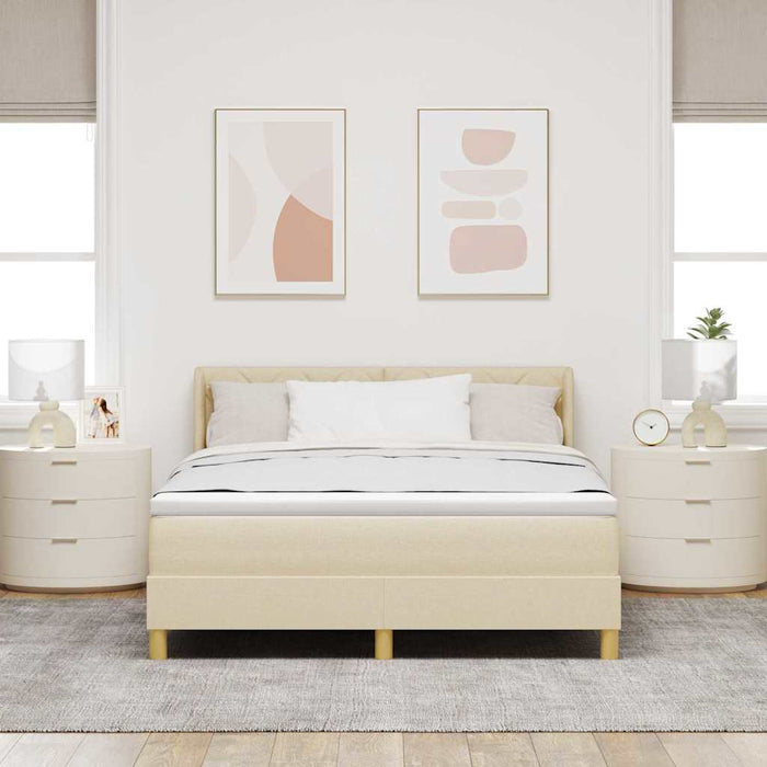 Pat cu arcuri cu headboard Manual Crem 200 x 160 cm țesătură - WALTI WALTI