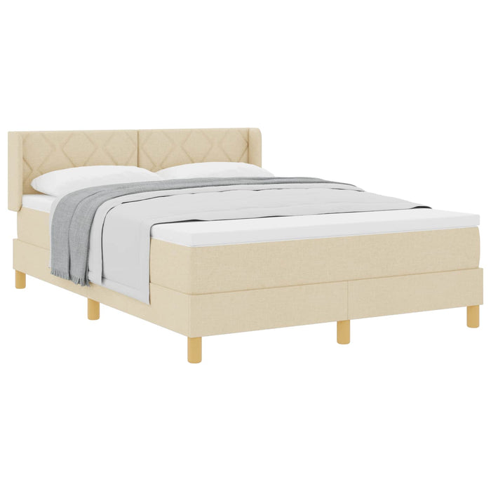 Pat cu arcuri cu headboard Manual Crem 200 x 160 cm țesătură - WALTI WALTI
