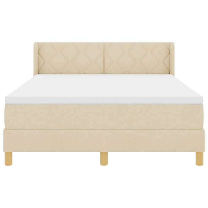Pat cu arcuri cu headboard Manual Crem 200 x 160 cm țesătură - WALTI WALTI