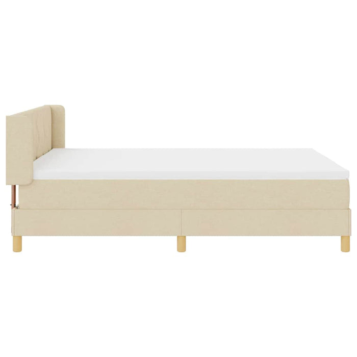 Pat cu arcuri cu headboard Manual Crem 200 x 160 cm țesătură - WALTI WALTI