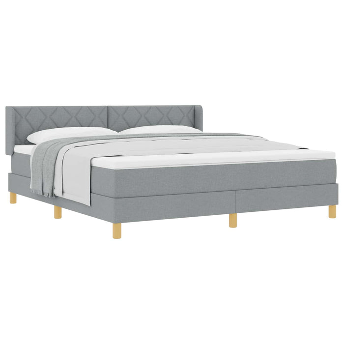 Pat cu arcuri cu headboard Gri deschis 200 x 180 cm țesătură WALTI