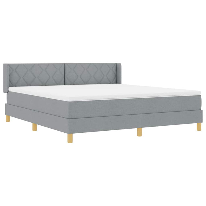 Pat cu arcuri cu headboard Gri deschis 200 x 180 cm țesătură WALTI