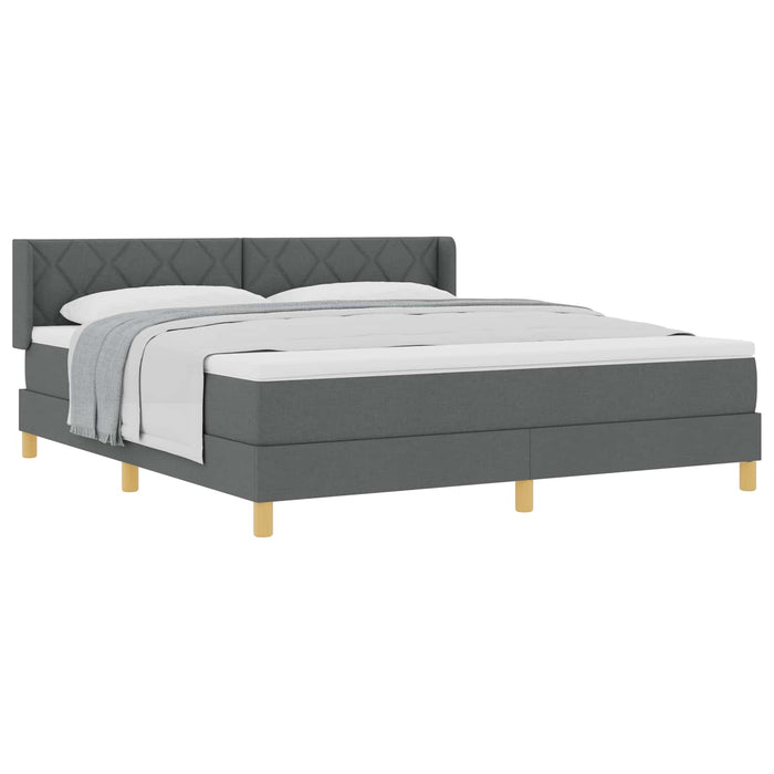 Pat cu arcuri cu headboard Gri închis 200 x 180 cm țesătură WALTI