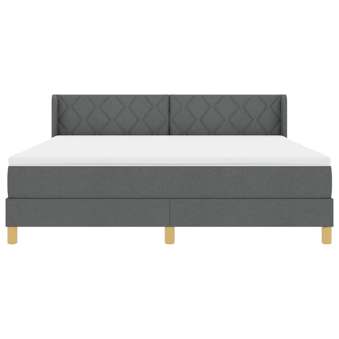 Pat cu arcuri cu headboard Gri închis 200 x 180 cm țesătură WALTI