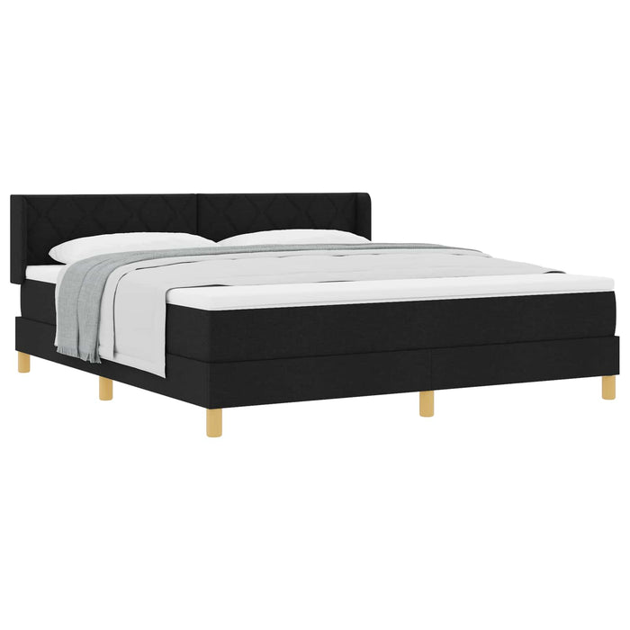 Pat cu arcuri cu headboard Manual Negru 200 x 180 cm țesătură WALTI