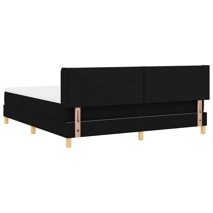 Pat cu arcuri cu headboard Manual Negru 200 x 180 cm țesătură WALTI