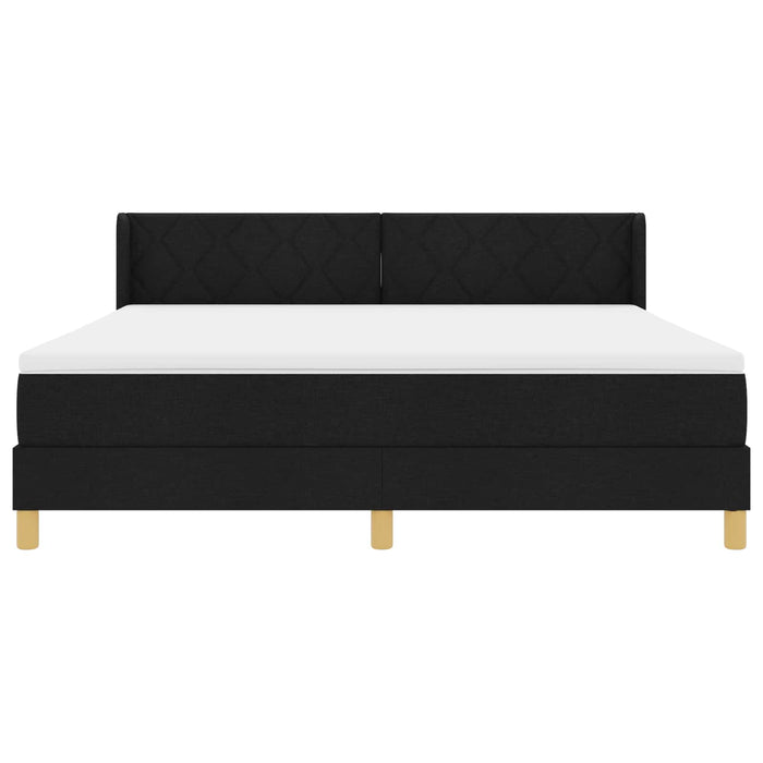 Pat cu arcuri cu headboard Manual Negru 200 x 180 cm țesătură WALTI