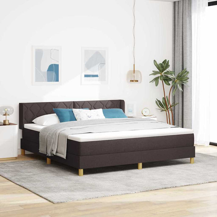 Pat cu arcuri cu headboard Maro închis 200 x 180 cm țesătură WALTI