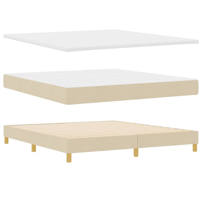 Pat cu arcuri cu headboard Manual Crem 200 x 180 cm țesătură WALTI
