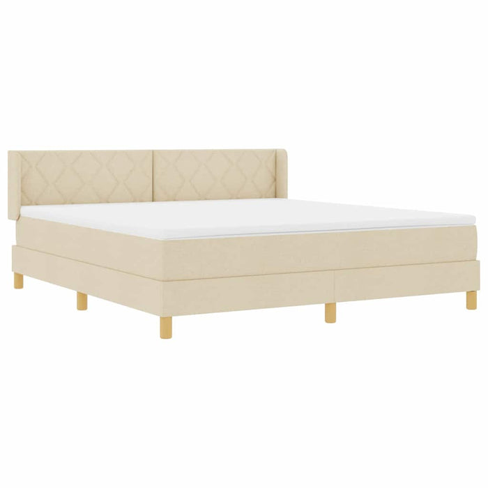 Pat cu arcuri cu headboard Manual Crem 200 x 180 cm țesătură WALTI