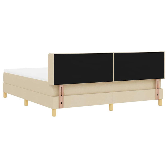 Pat cu arcuri cu headboard Manual Crem 200 x 180 cm țesătură WALTI