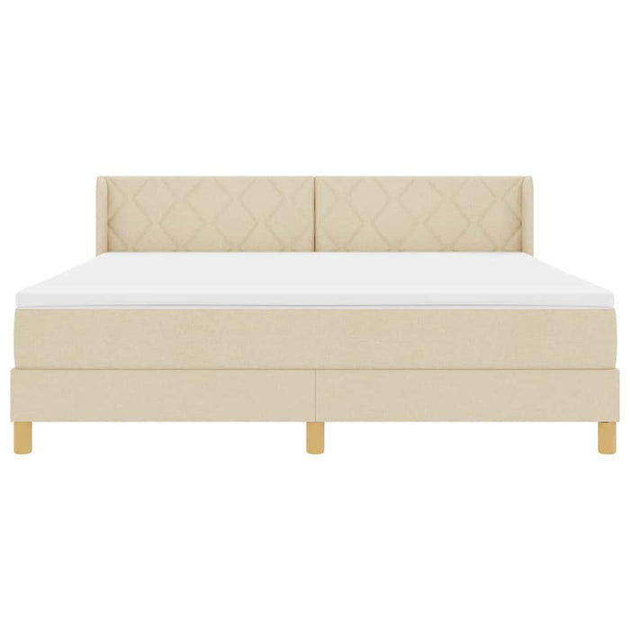 Pat cu arcuri cu headboard Manual Crem 200 x 180 cm țesătură WALTI