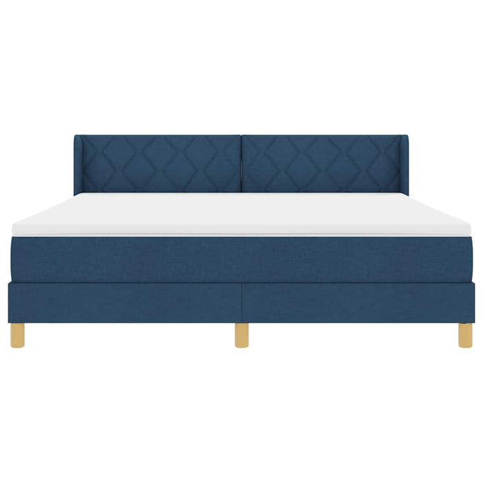 Pat cu arcuri cu headboard albastru 200 x 180 cm țesătură - WALTI WALTI