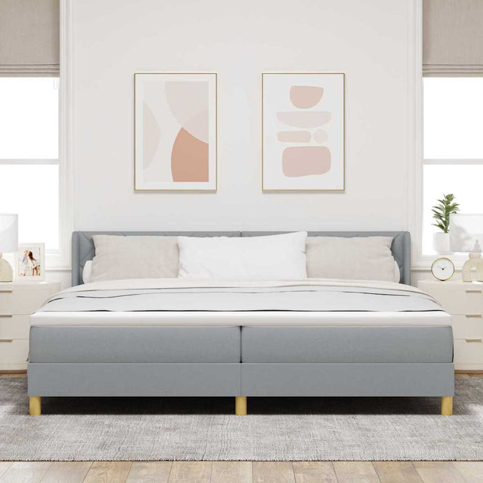 Pat cu Saltea cu Arcuri Gri deschis 200 x 200 cm țesătură - WALTI WALTI