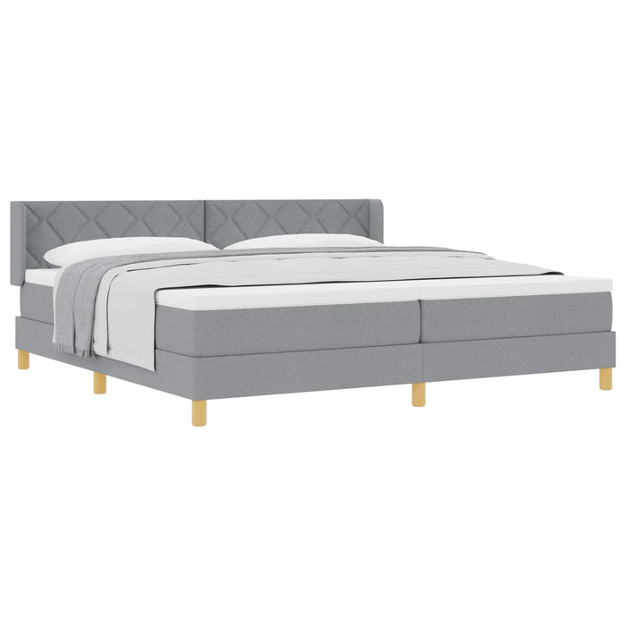 Pat cu Saltea cu Arcuri Gri deschis 200 x 200 cm țesătură - WALTI WALTI