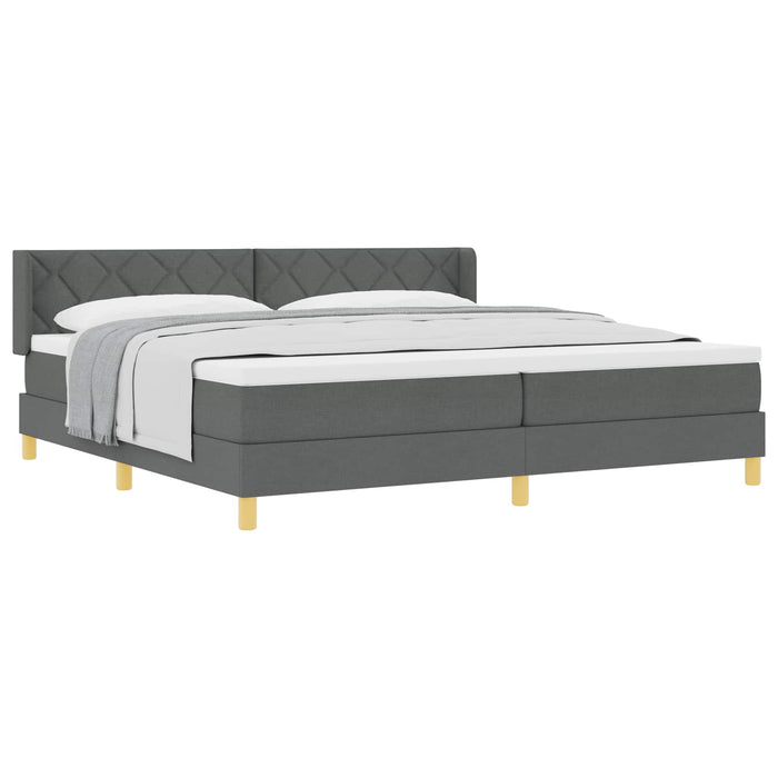 Pat cu arcuri cu headboard Gri închis 200 x 200 cm țesătură - WALTI WALTI